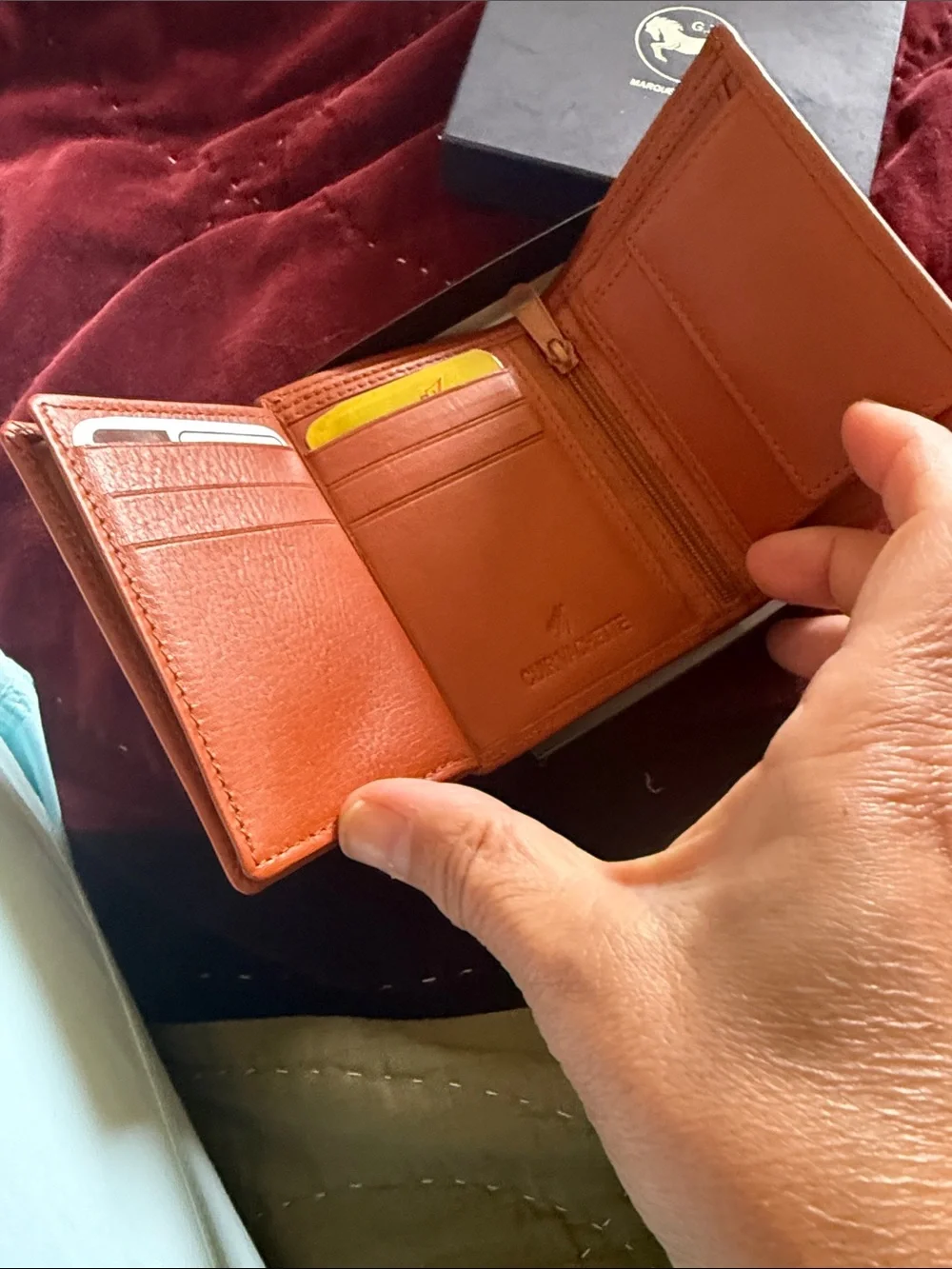 Leather Men's Card Wallet - Tan